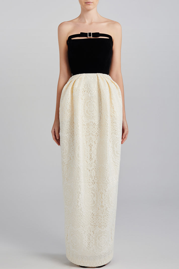 Lace Over Taffeta Cocoon Dress