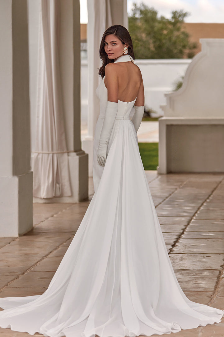 Bridal Long Jumpsuit with Halter Neckline