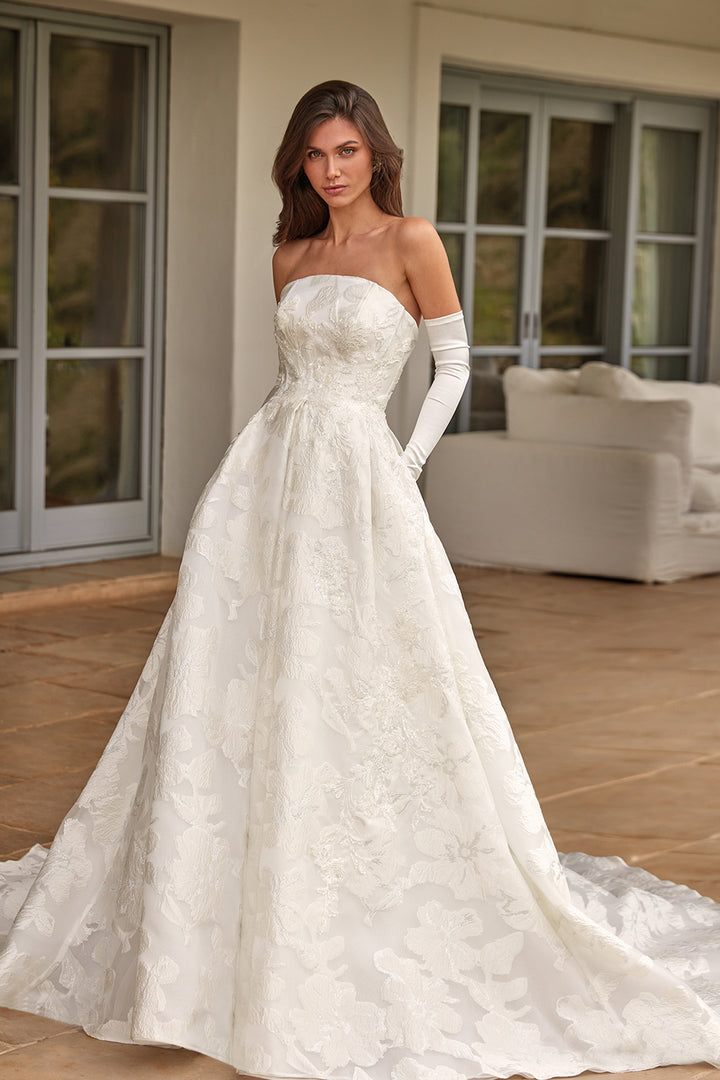 Princess Long Dress with Crystal Appliques