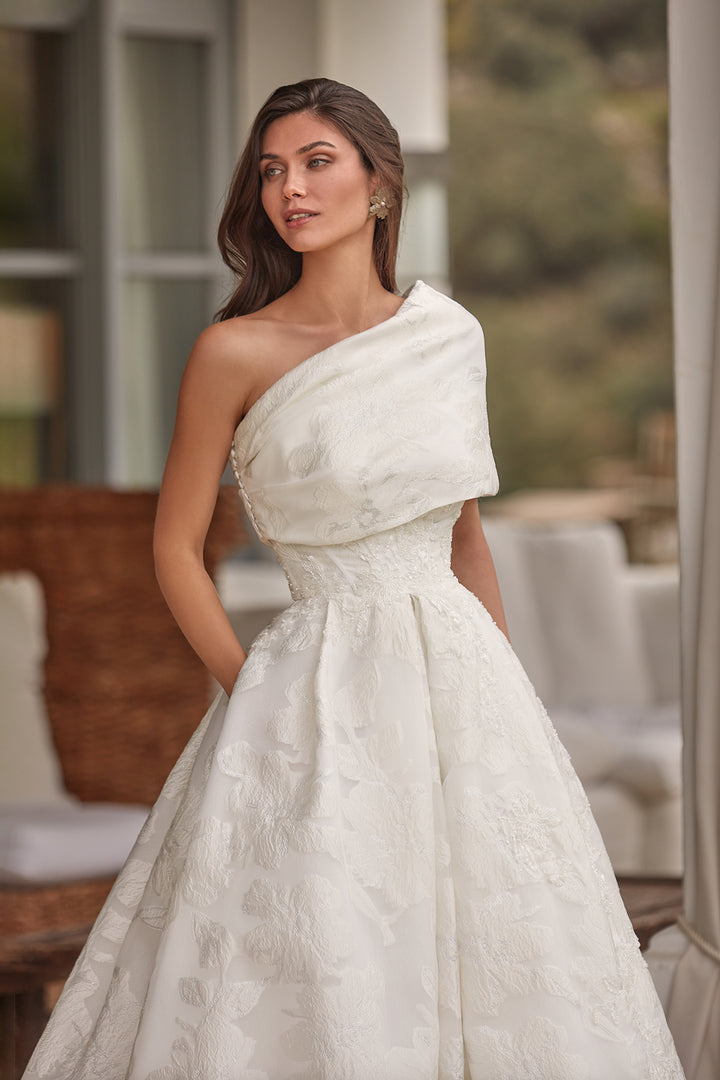 Princess Long Dress with Crystal Appliques