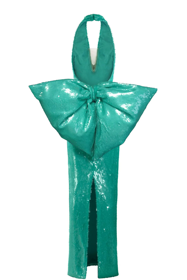 Halter Neckline with Bow and Sequin Dress