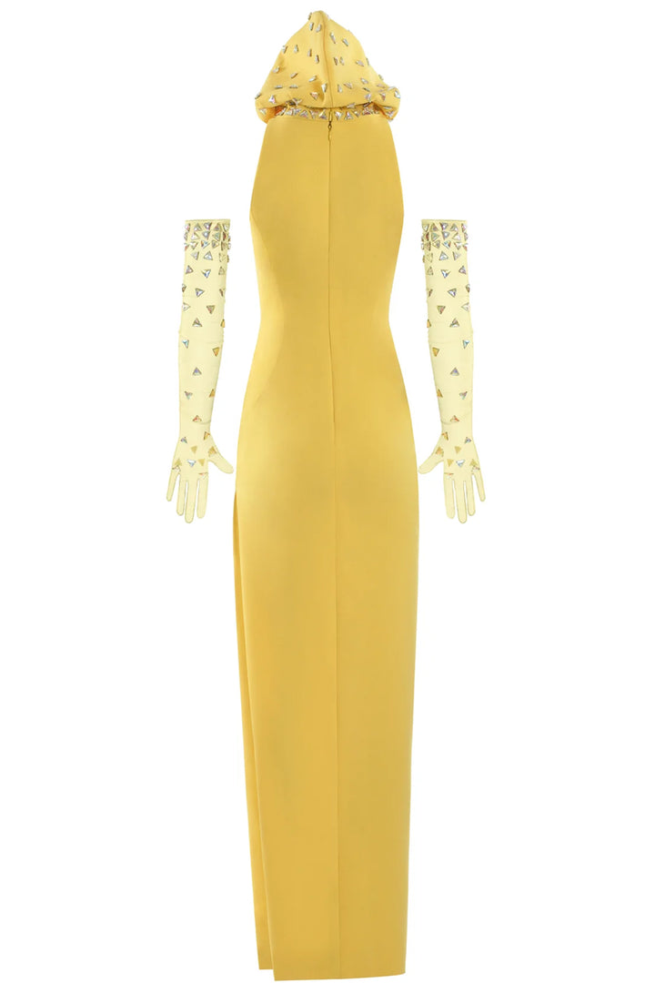 Sleeveless Hoodie Crepe Dress