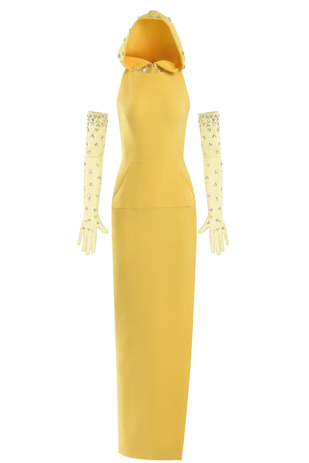 Sleeveless Hoodie Crepe Dress