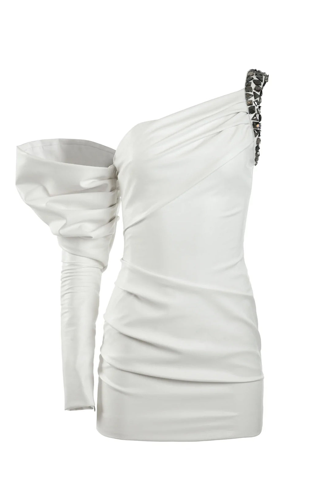 Leather Asymmetrical Mini Dress
