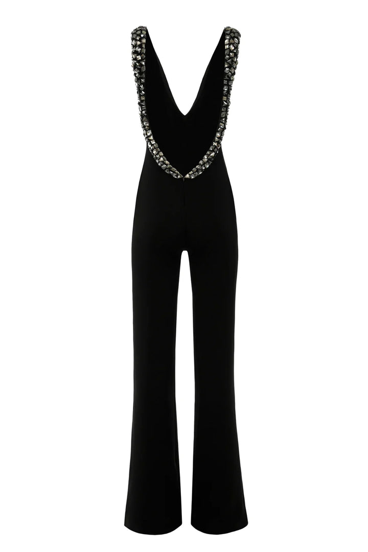 Crepe Long Jumpsuit With Embroidery