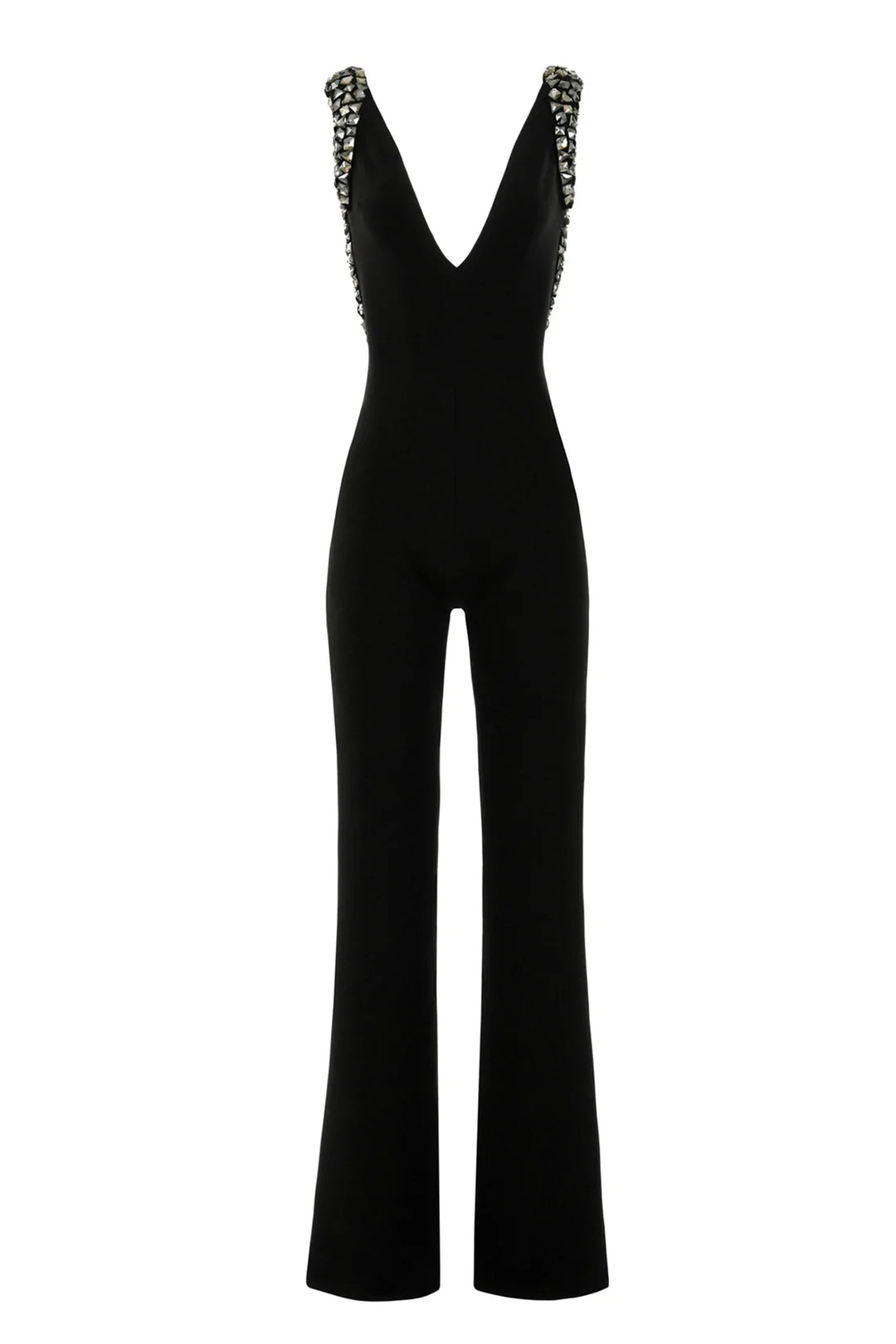 Crepe Long Jumpsuit With Embroidery