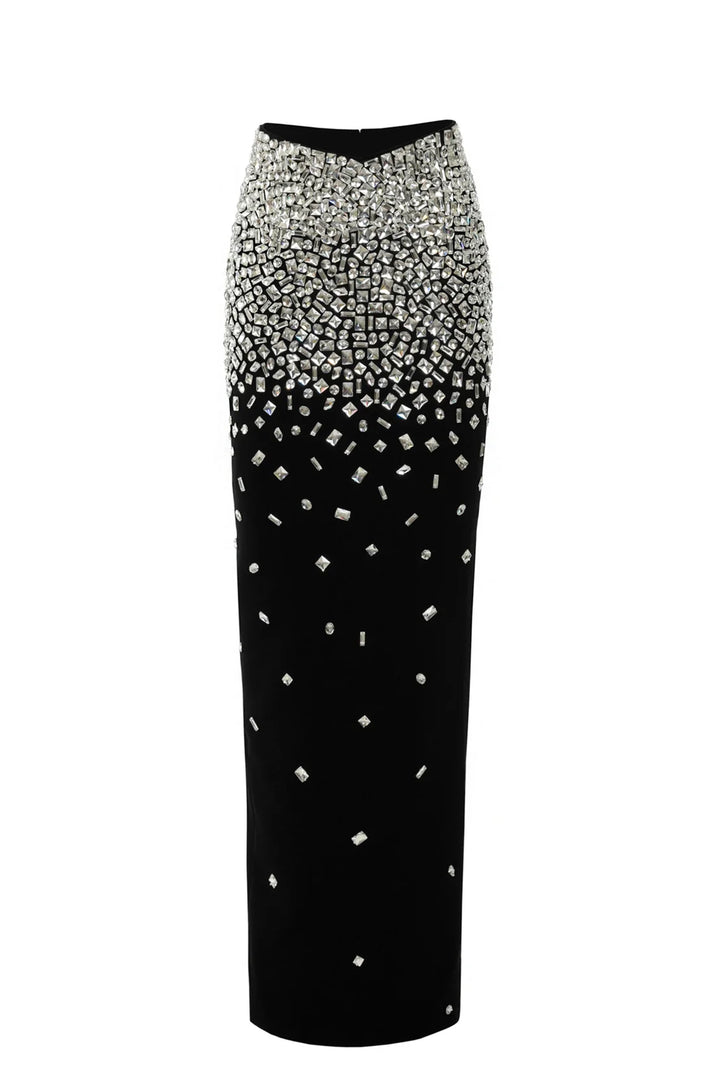 Crepe Top and Skirt with Crystal Embroidery