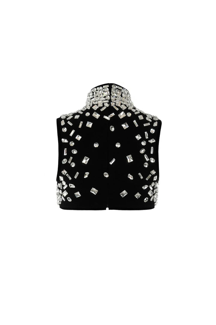 Crepe Top and Skirt with Crystal Embroidery