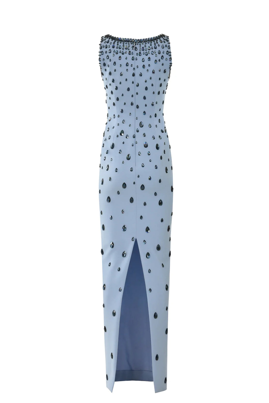 Crepe Fitted Dress with Raindrops Embroidery