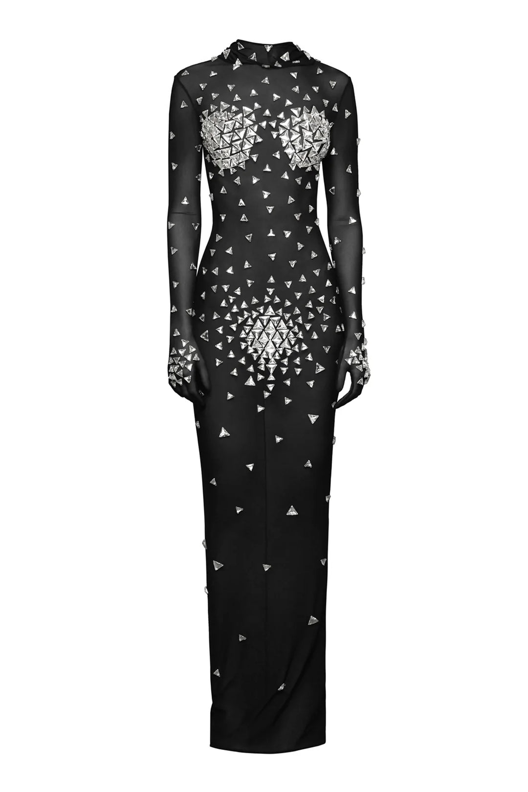 Tulle Fitted Dress with Built-in Gloves