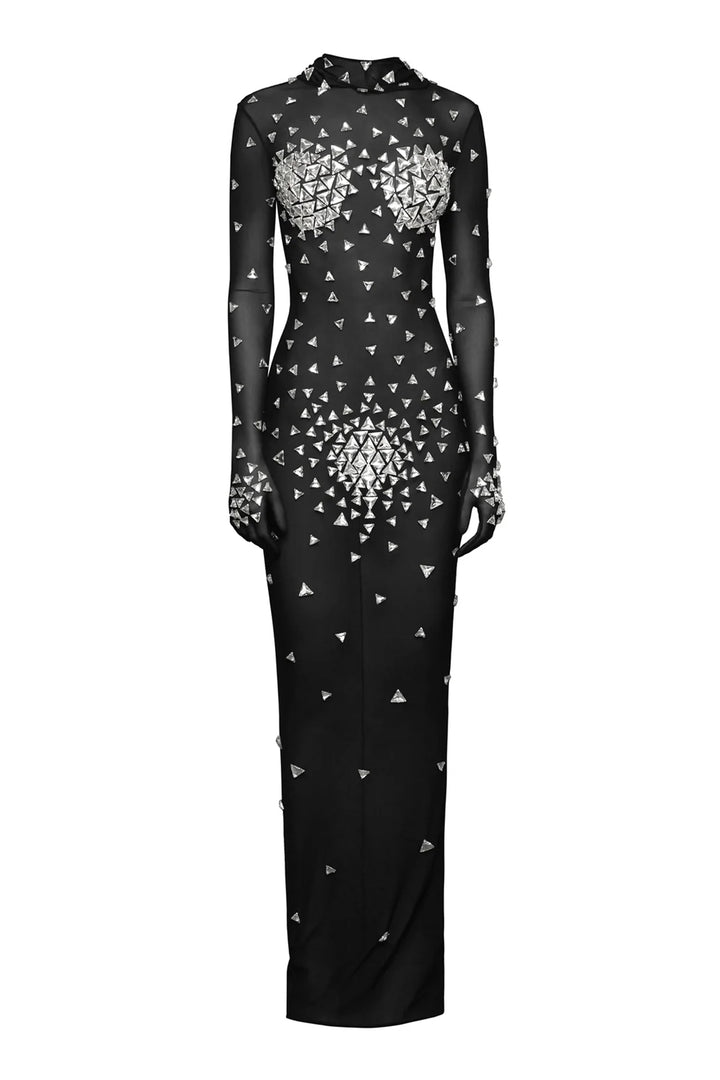 Tulle Fitted Dress with Built-in Gloves