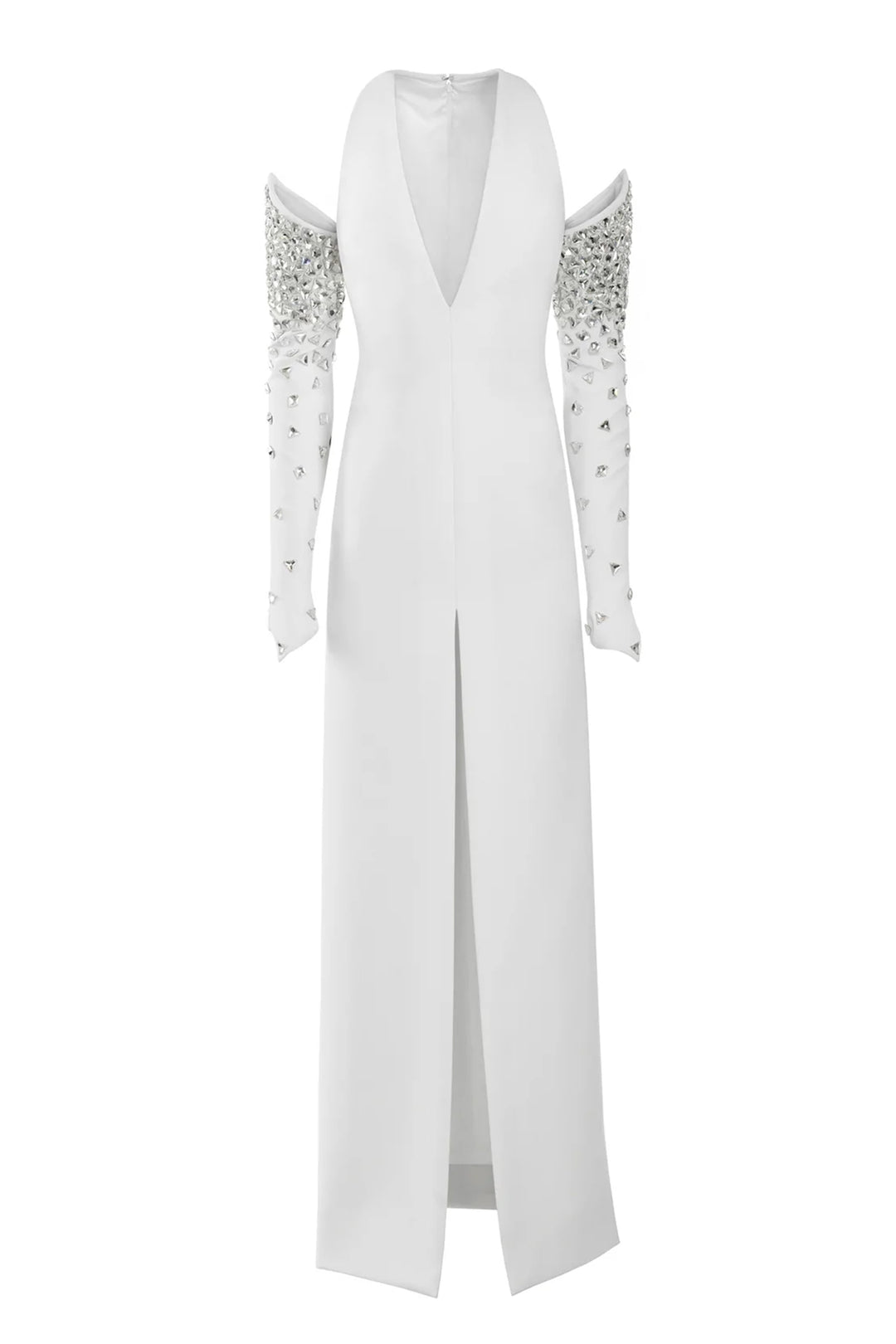 Crepe Dress with Embroidered Sleeves