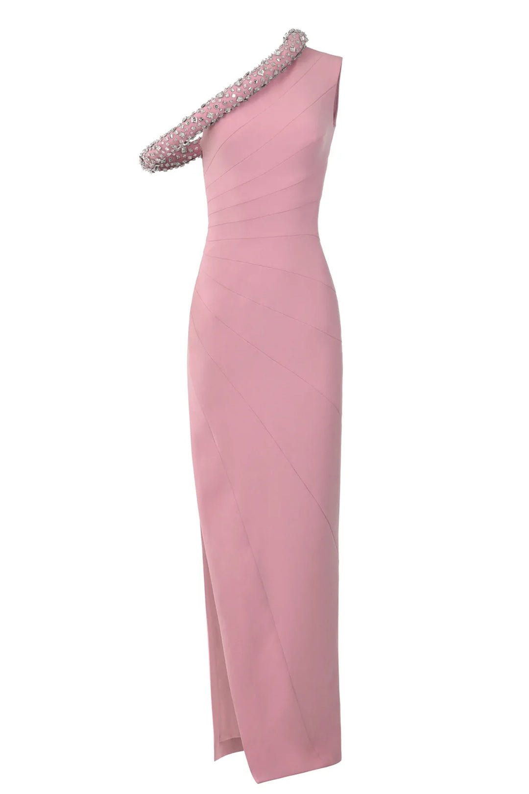 One-Shoulder Crepe Fitted Dress