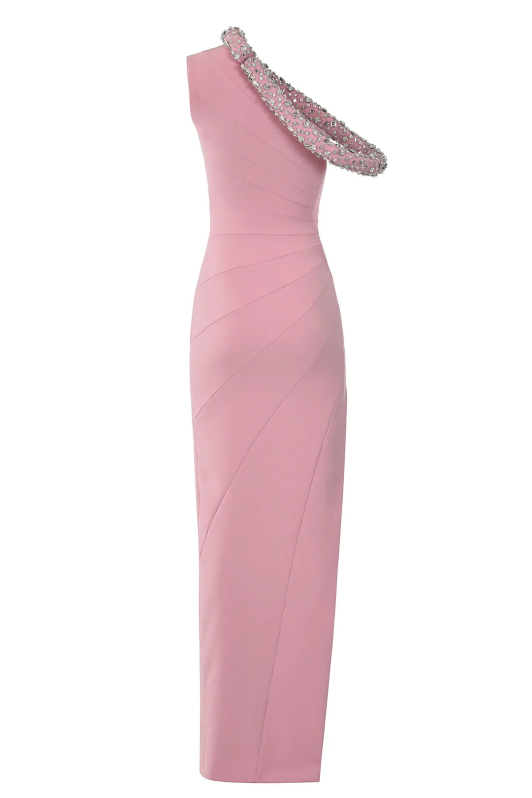 One-Shoulder Crepe Fitted Dress