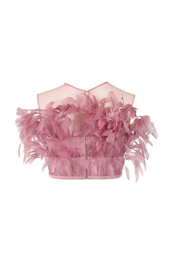 Strapless Feathered Top with Trousers