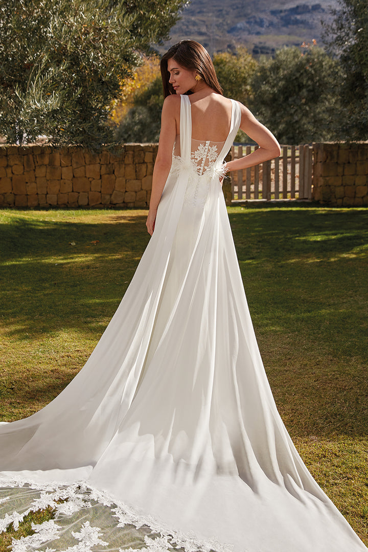 Mermaid Dress with Lace Beadwork and Overskirt