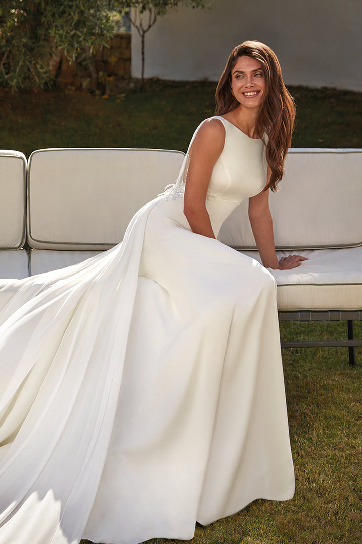 Mermaid Dress with Lace Beadwork and Overskirt