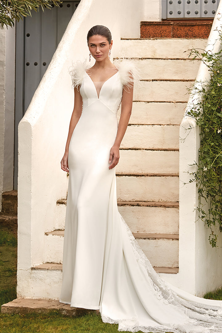 Mermaid Long Dress with Beaded Floral Appliques