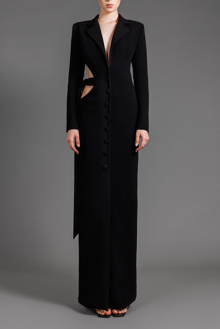 Crepe Long Dress With Side Cutout
