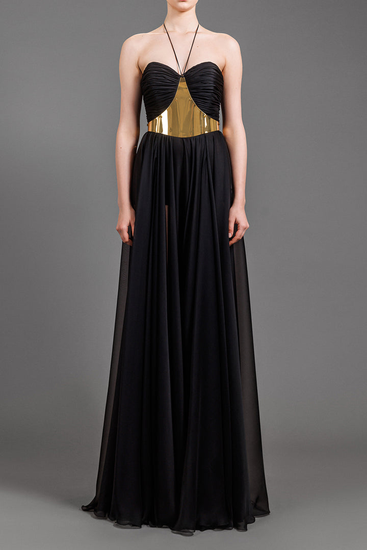 Halter Neck Chiffon with A-Line Dress