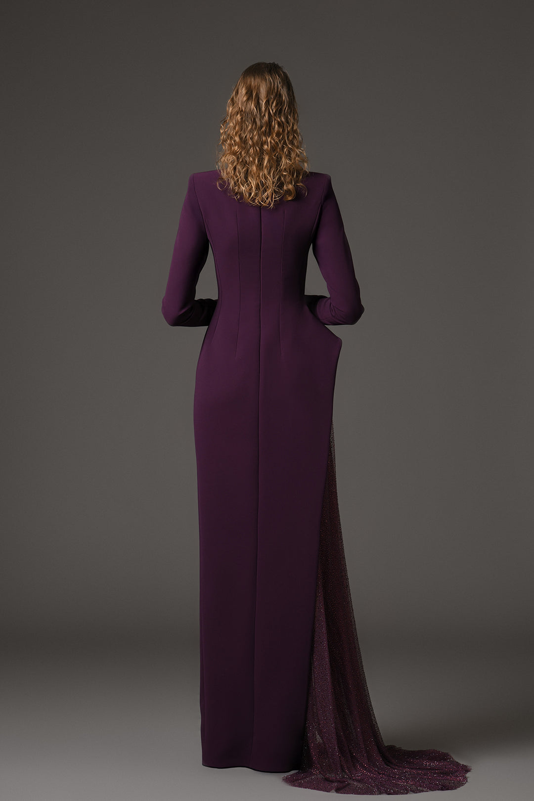 Crepe Column Dress with Fitted Sleeves