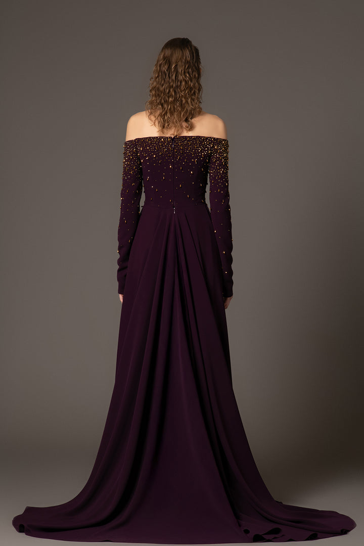 Crepe Column Dress Off-The-Shoulder