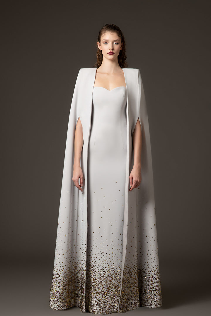 Crepe Column Dress with Cape Back
