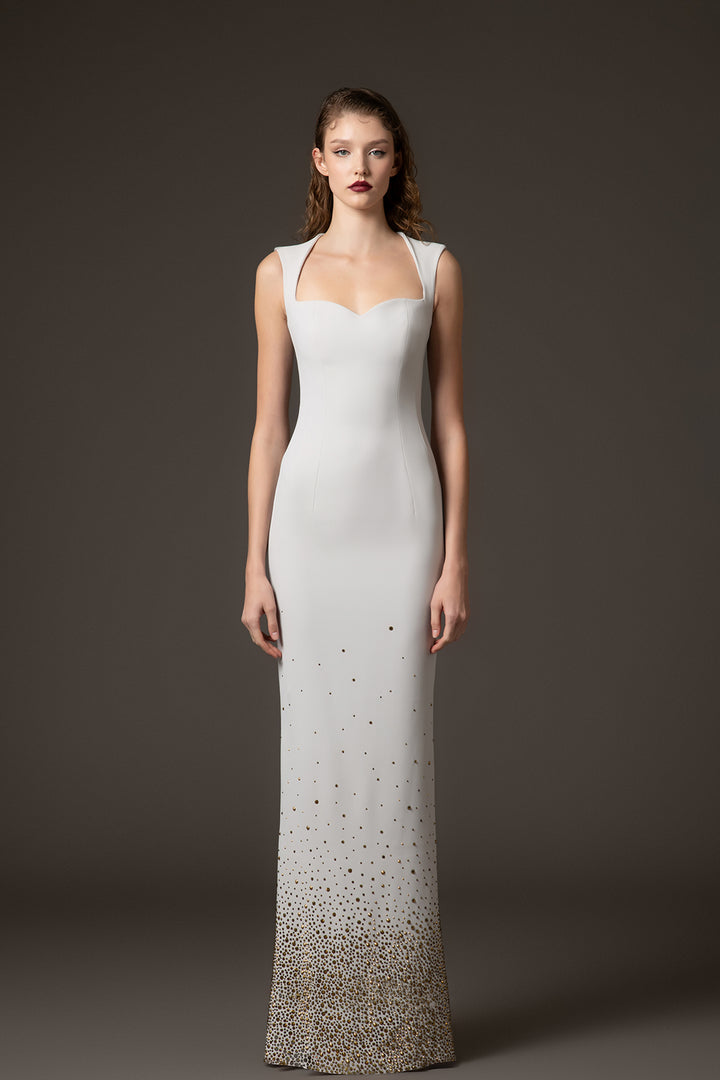 Crepe Column Dress with Sweetheart Neckline