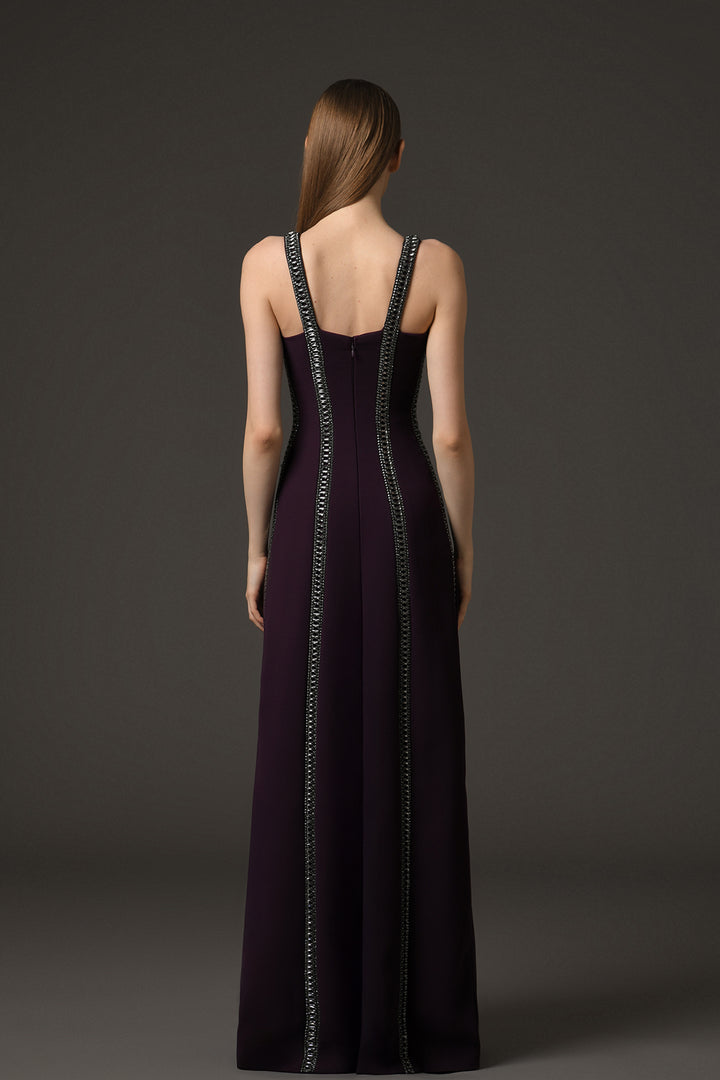 Crepe A-Line Open-Neckline Dress