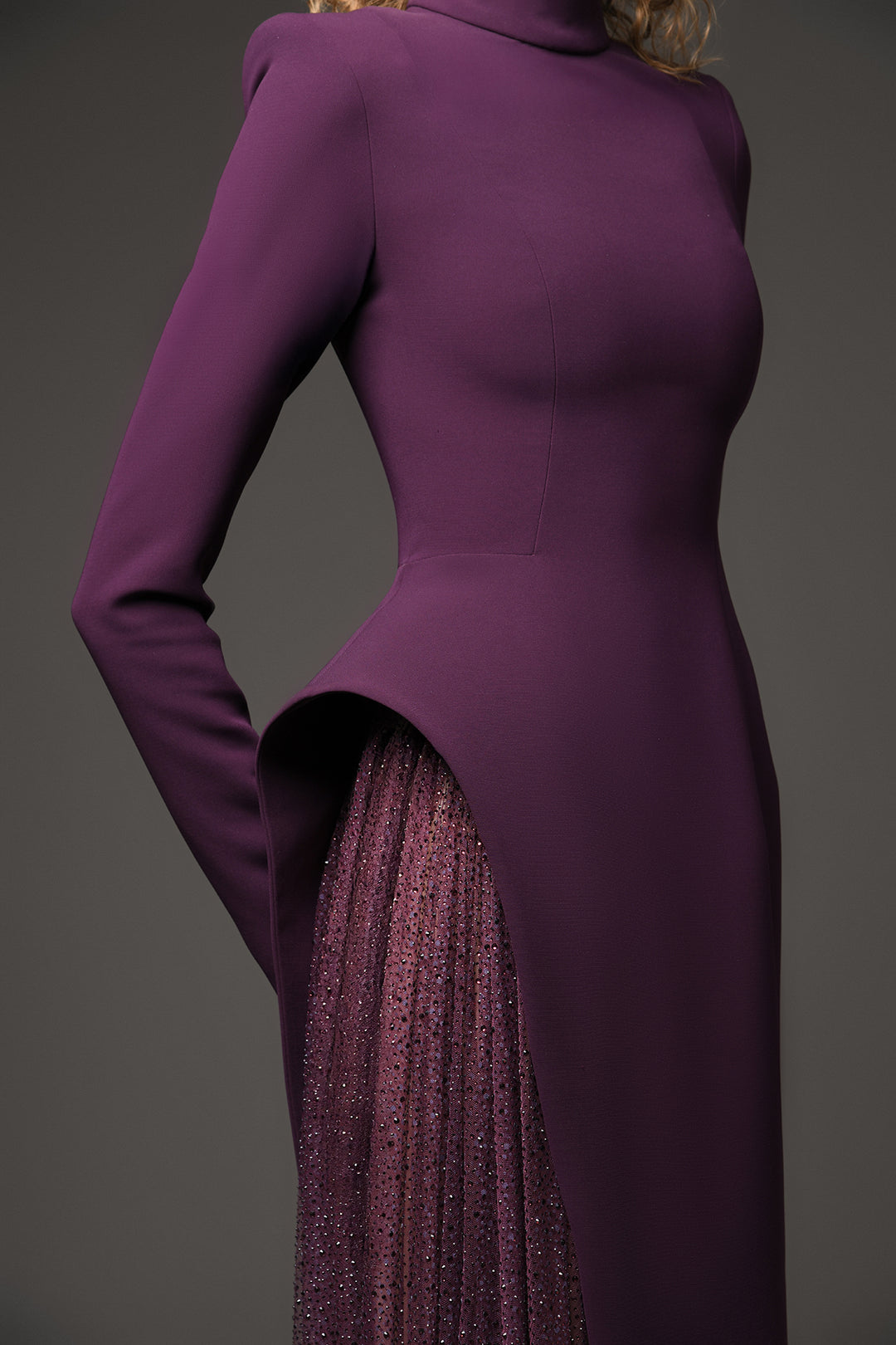 Crepe Column Dress with Fitted Sleeves