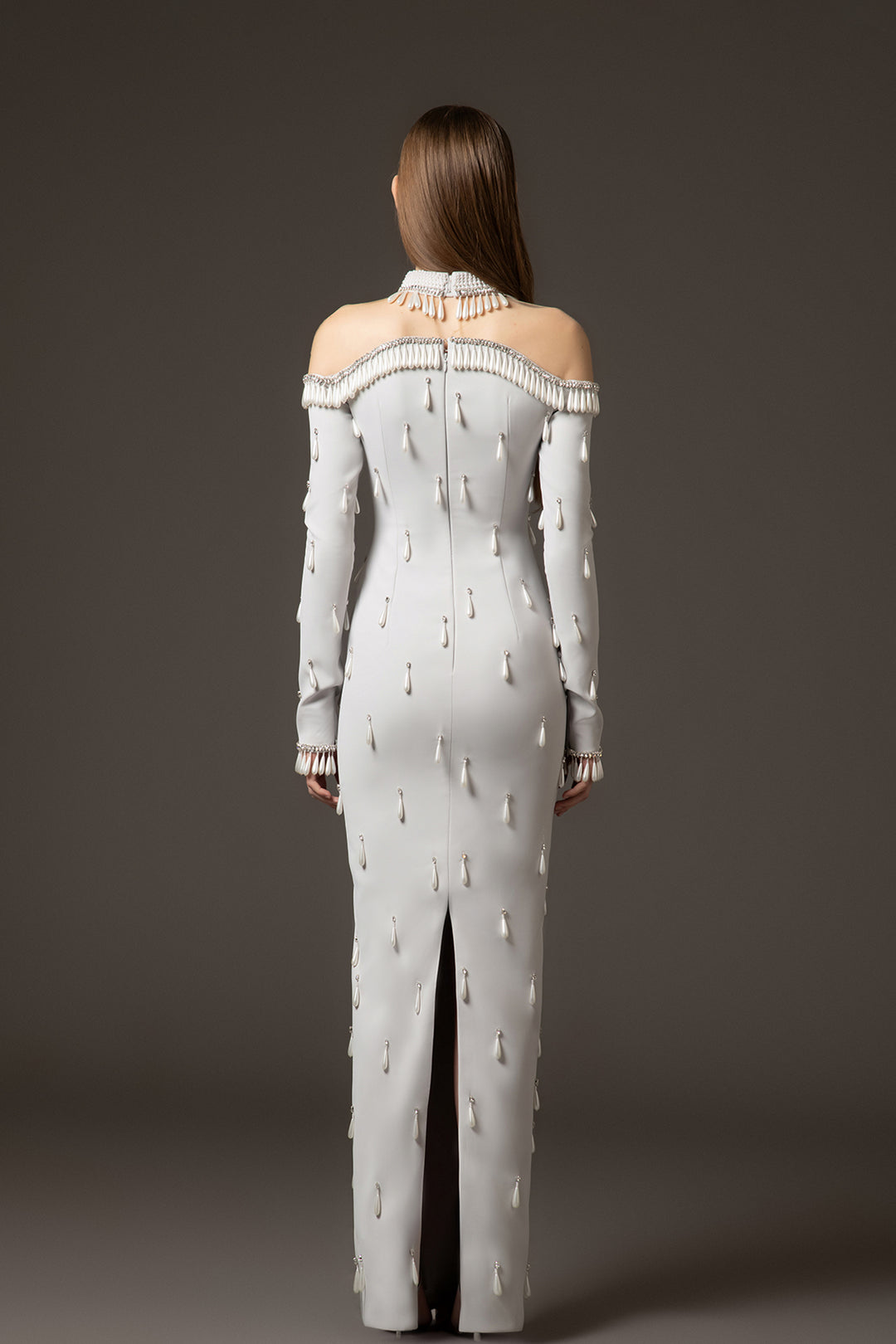 Crepe Column Dress Off-The-Shoulder