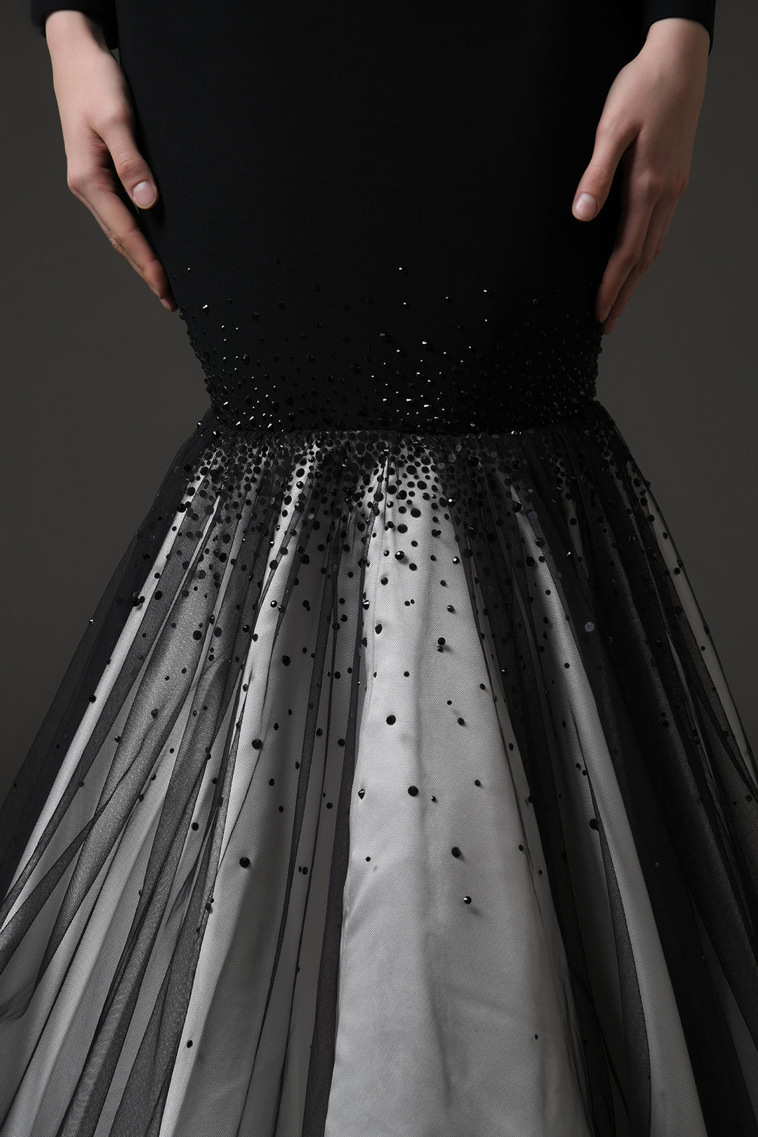 Crepe Mermaid Dress Long Sleeves