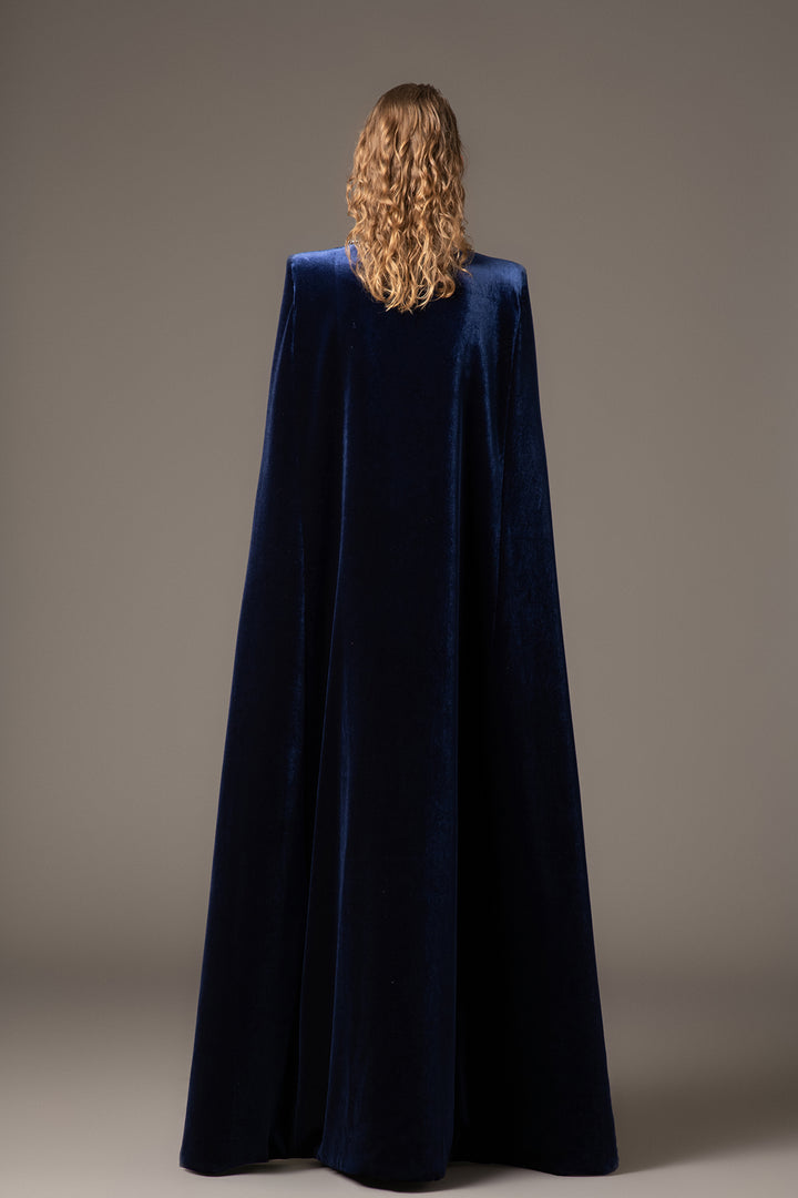Velvet Cape-Column Dress