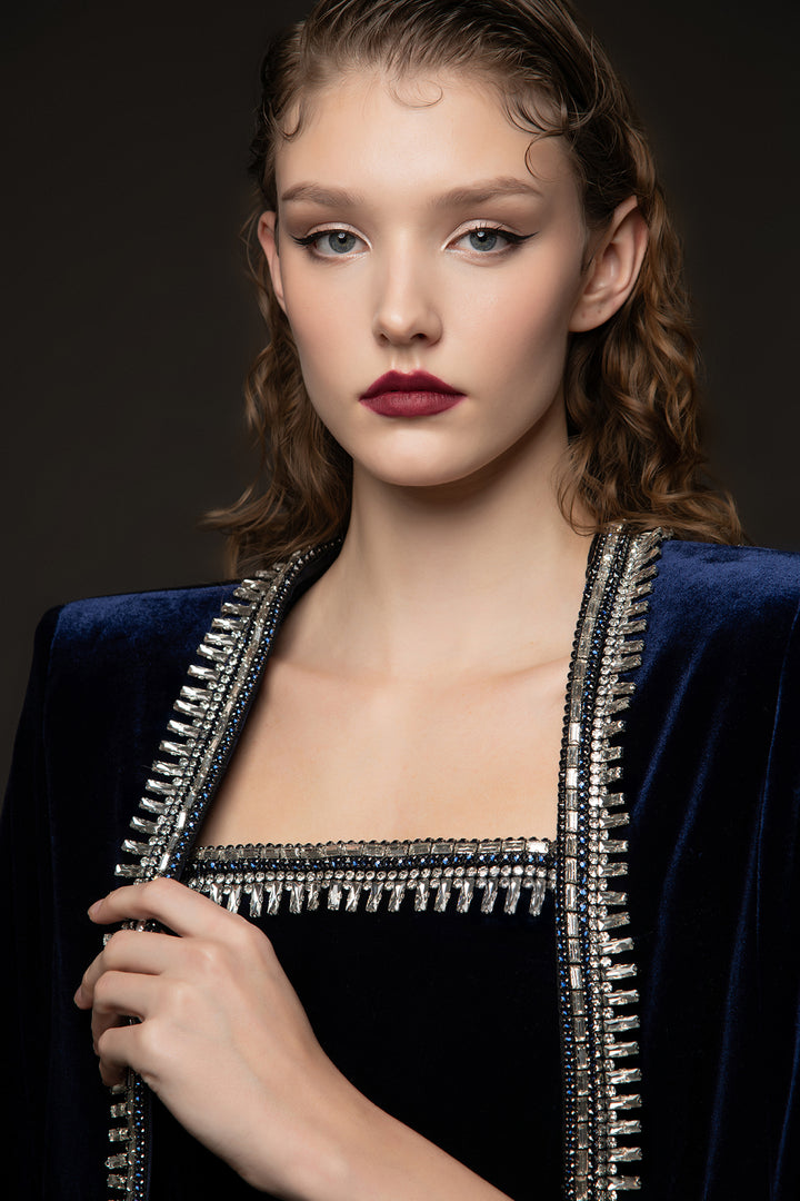 Velvet Cape-Column Dress