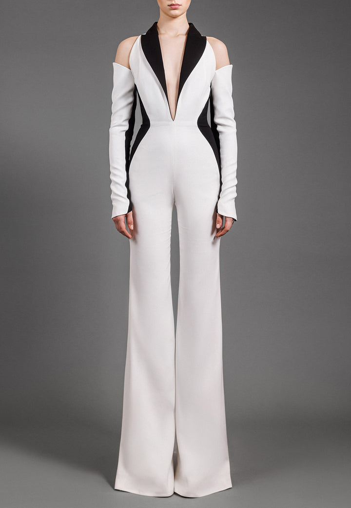 Crepe Jumpsuit With Flared Pants.