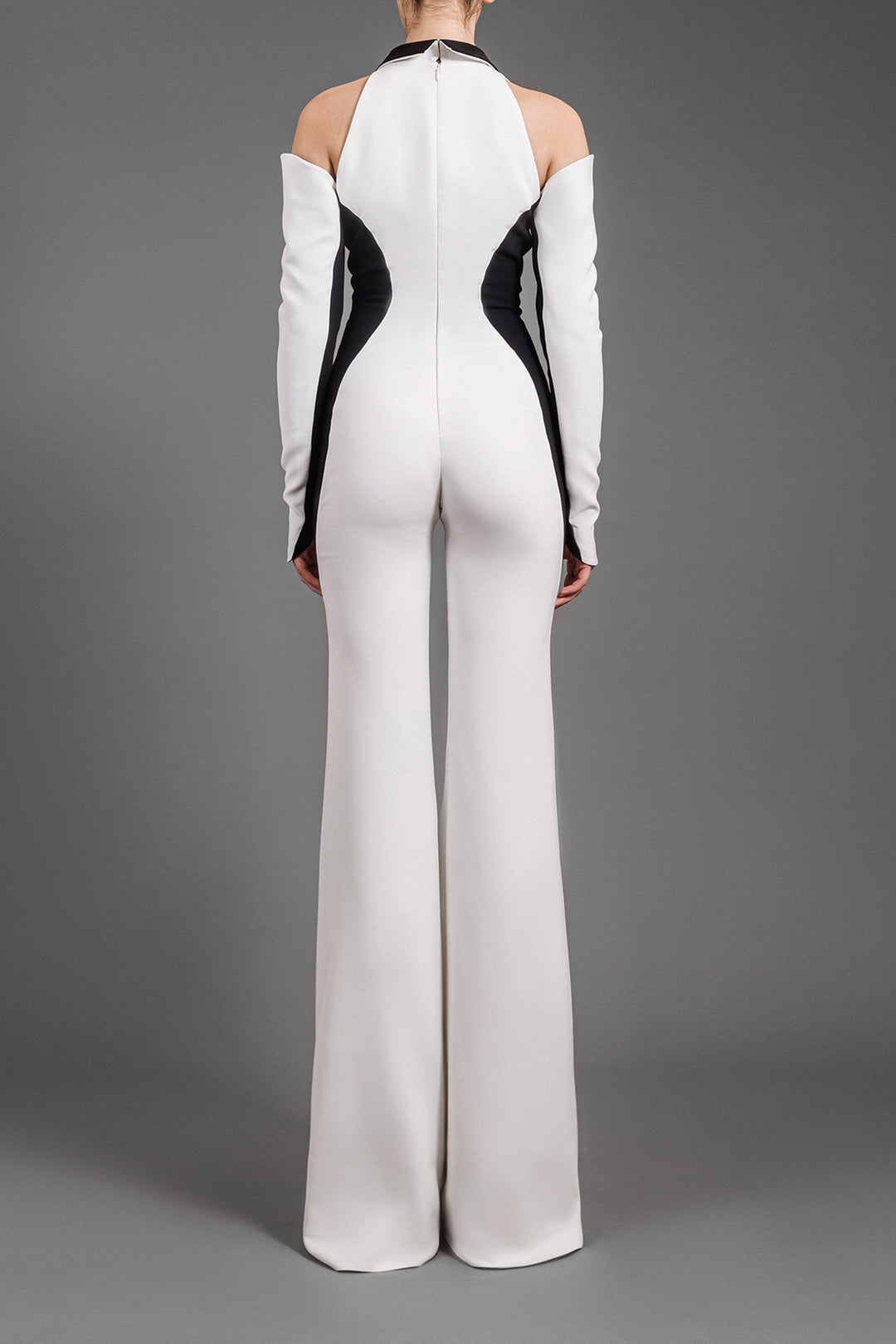 Crepe Jumpsuit With Flared Pants.