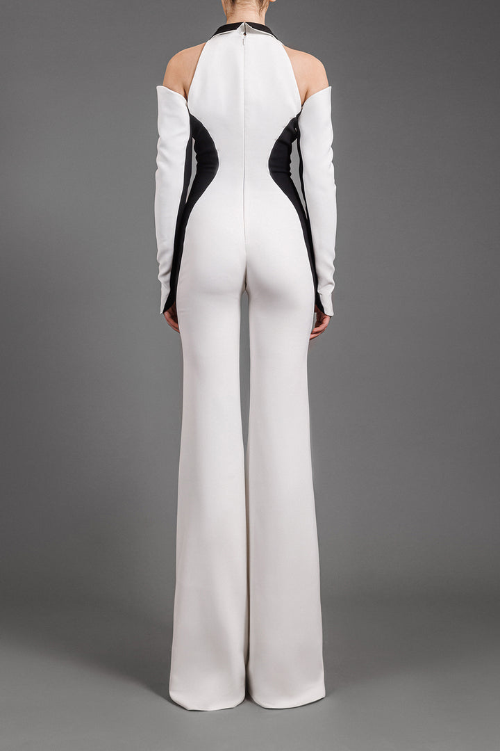 Crepe Jumpsuit With Flared Pants.