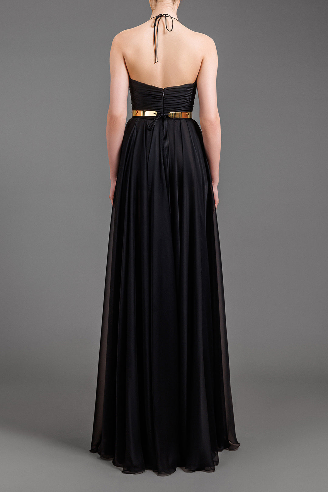 Strapless Chiffon Dress With A-Line Skirt