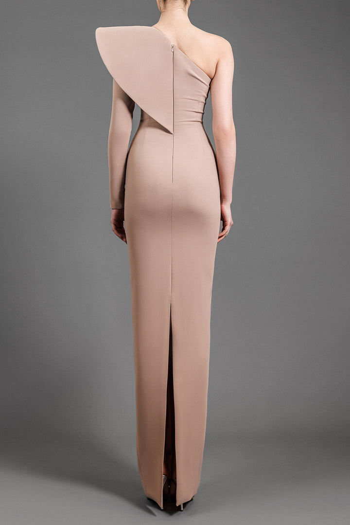 One-Shoulder Fitted Crepe Dress