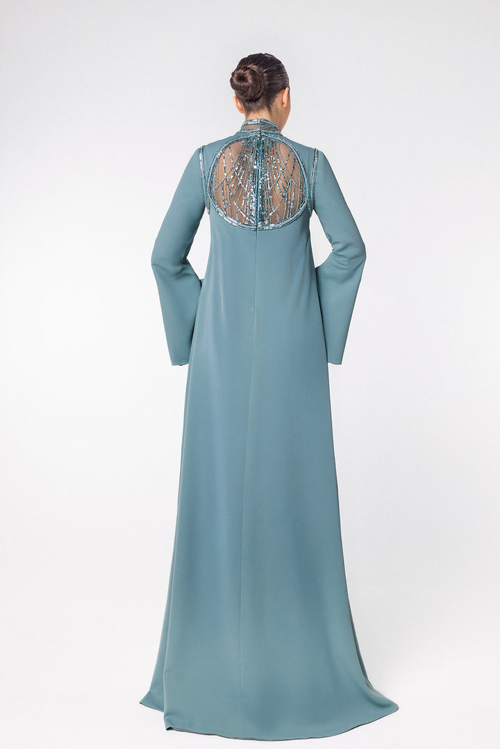 High-Neck Kaftan with Bell Sleeves