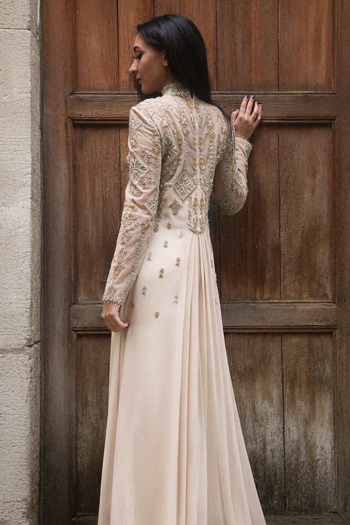 Crepe Georgette Kaftan with Tulle Brodée