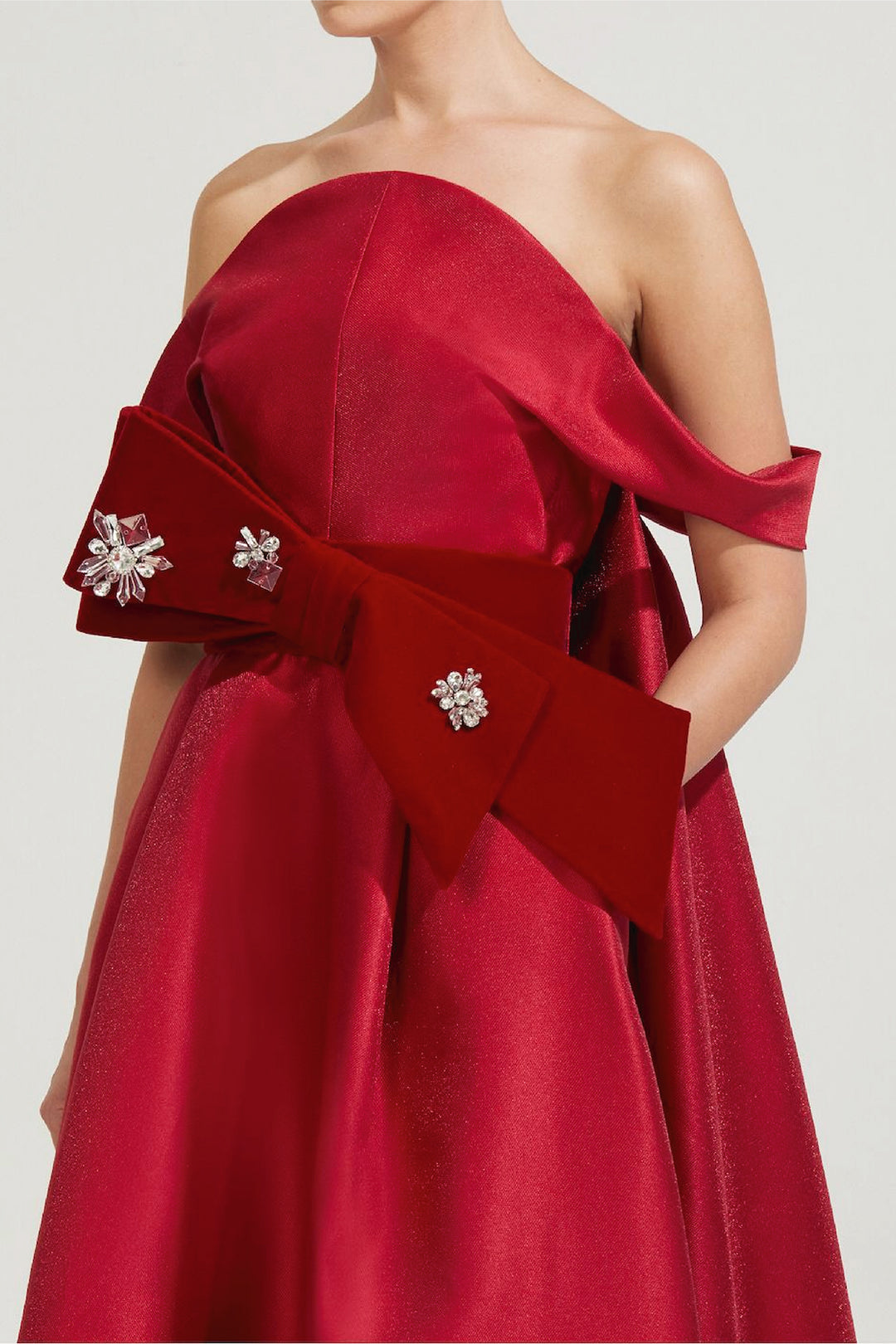 Strapless Taffeta Dress with Belt