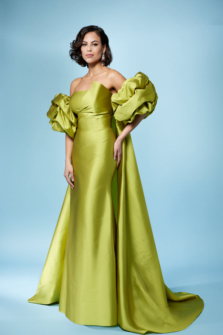 Strapless Mermaid Dress with Ruffled Tailcoat