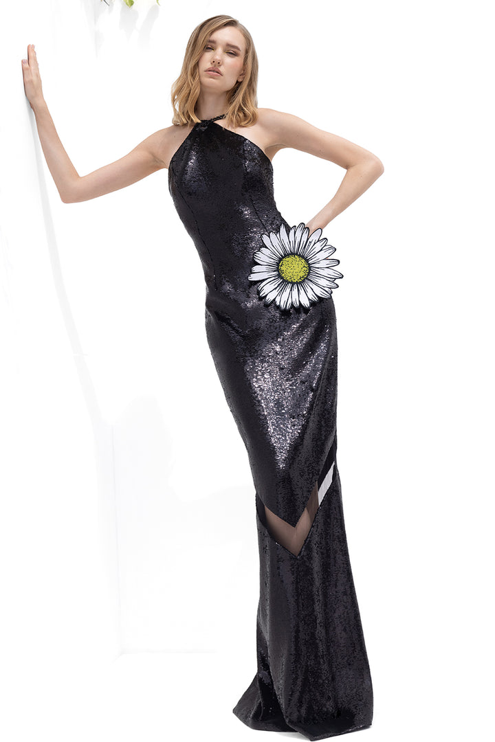 Sequinned Halter Neck Dress