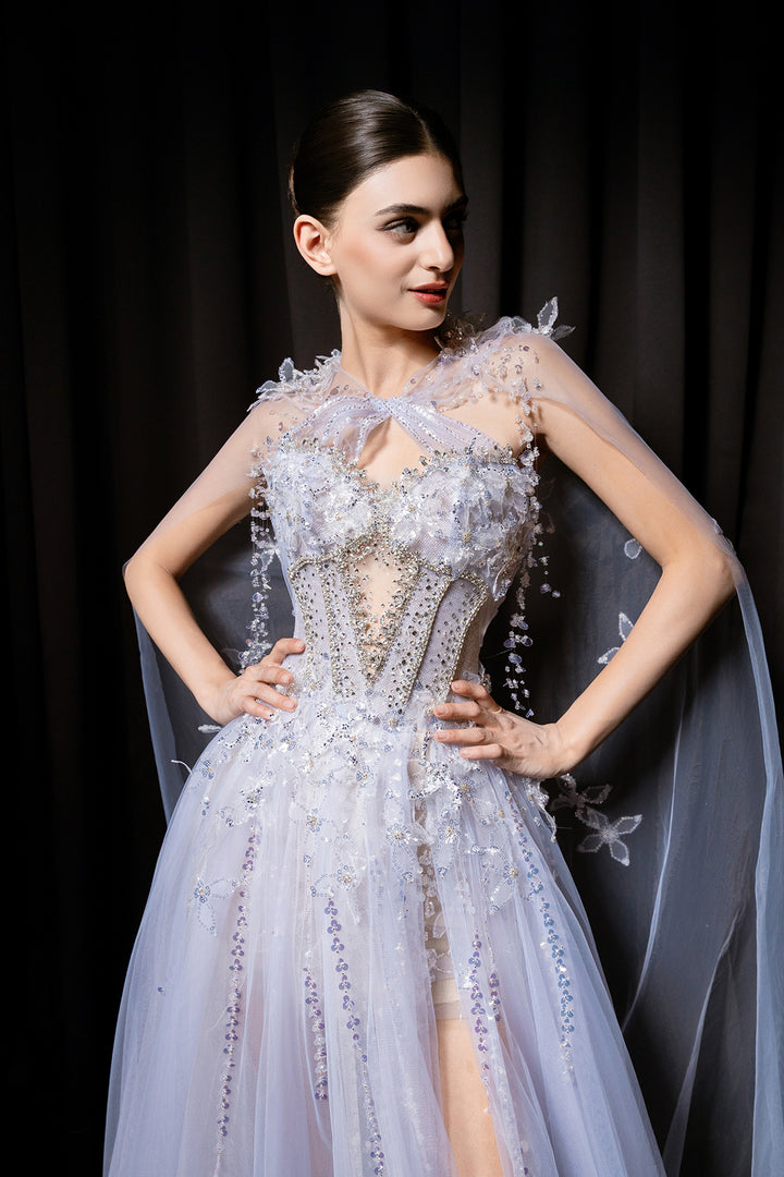 A-Line Dress with Layered Tulle Skirt