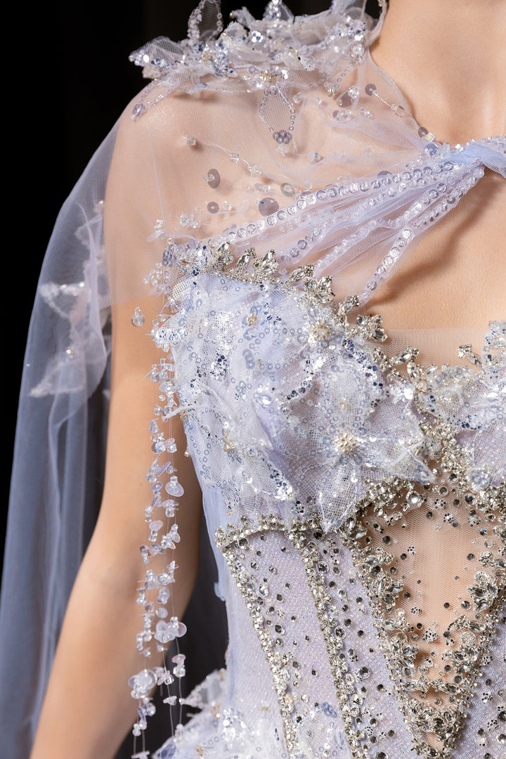 A-Line Dress with Layered Tulle Skirt