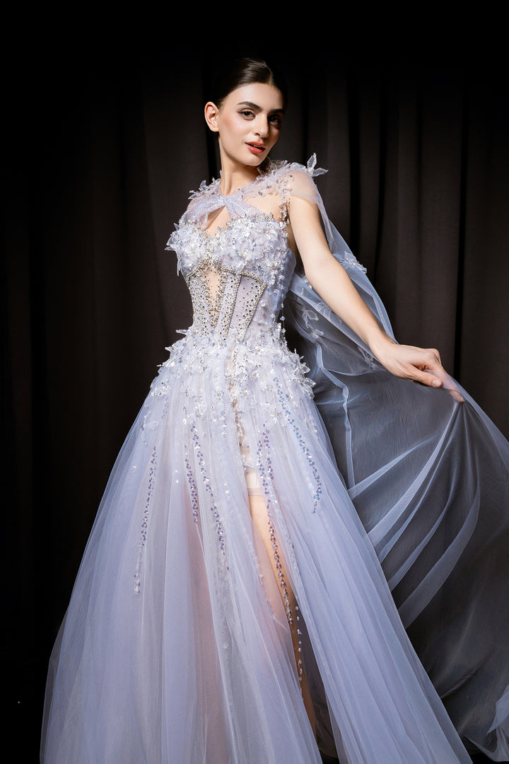 A-Line Dress with Layered Tulle Skirt