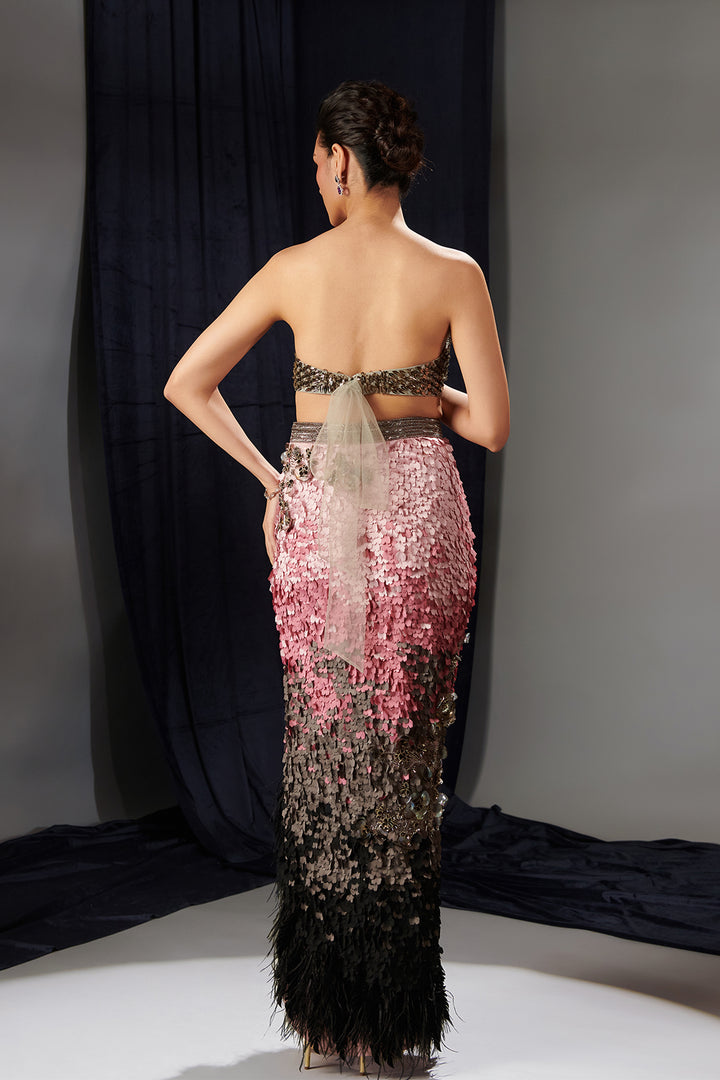 Mesh Two-Piece with Embroidered Maxi Skirt