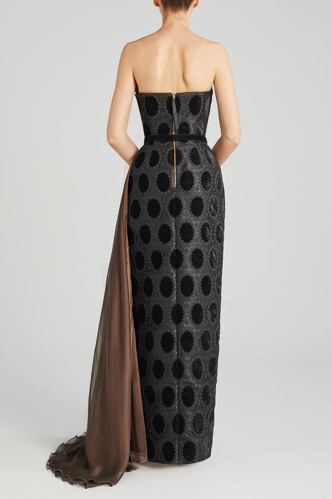 Laced Tapered Dress with Velvet Belt