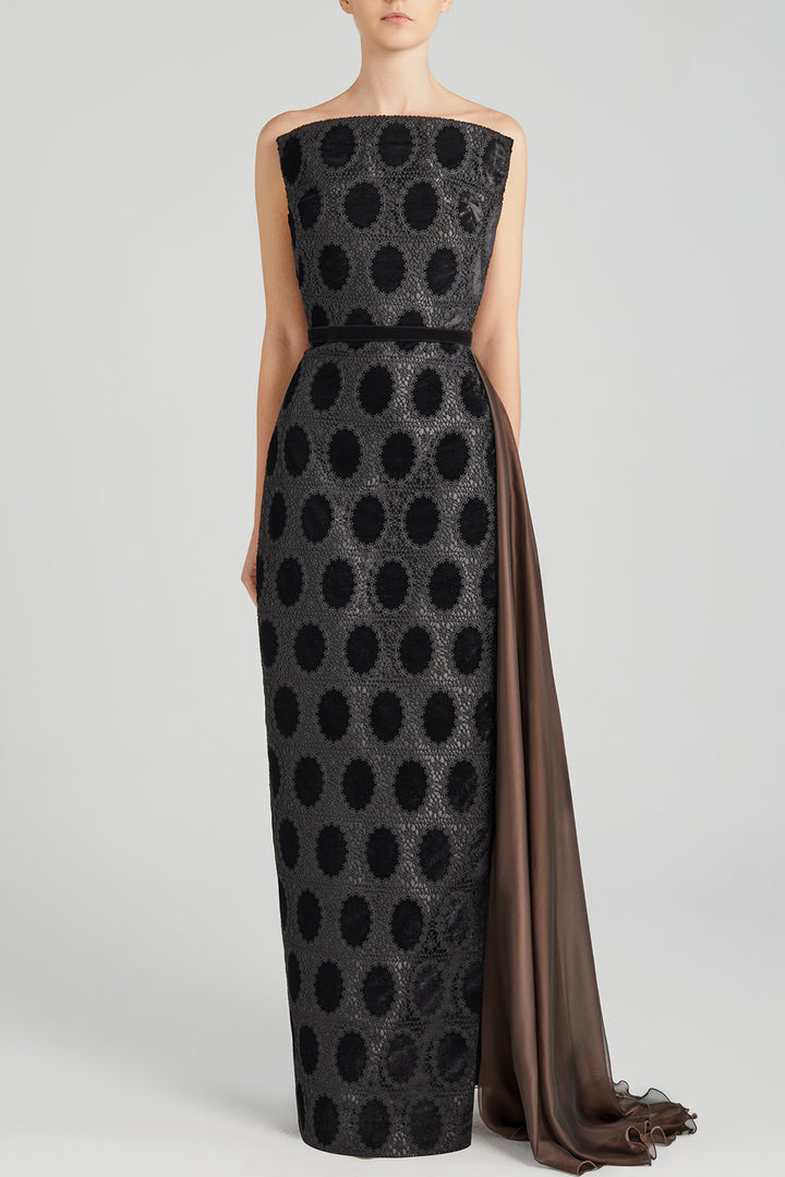 Laced Tapered Dress with Velvet Belt